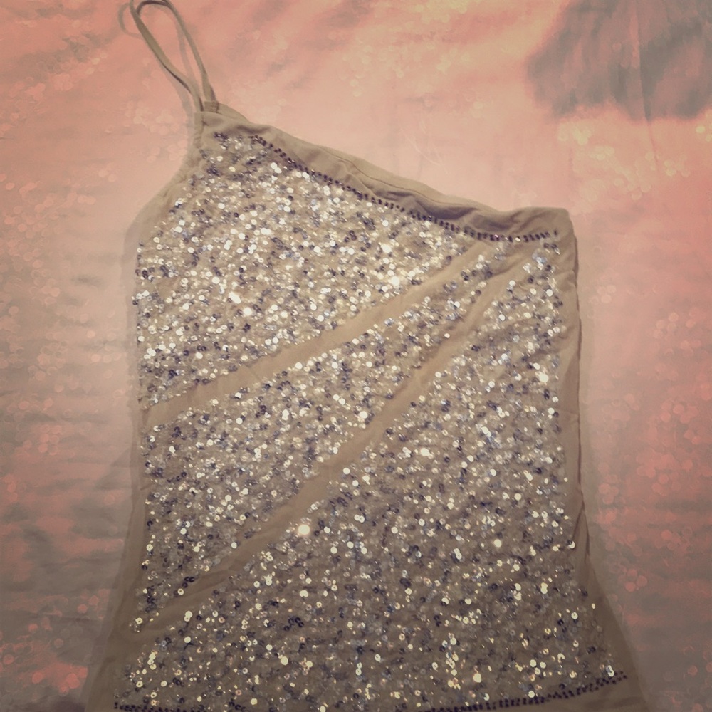 Asymmetrical sequined top